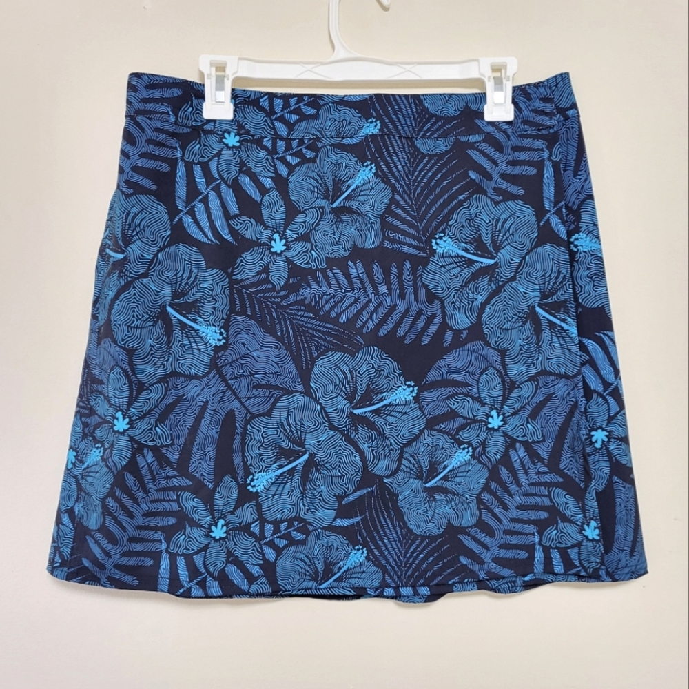 RipSkirt Hawaii Maui Moonlight Blue Floral Pattern Wrap Skirt Length 2 Size S